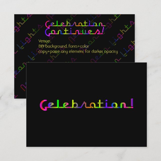 Pix Dezines Celebration/Neon Lights/Mitzvah Einladung (Vorne/Hinten)