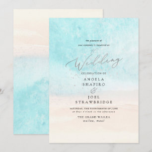 Pix Dezines Crystal Blue Shoreline, Beach Wedding Einladung