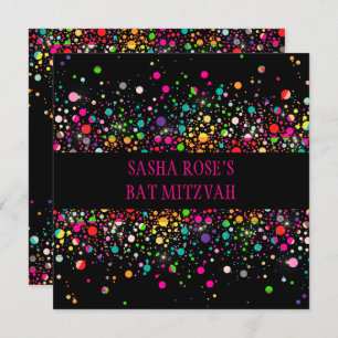 Pix Dezines Dazzled/Neon Speck/Bat Mitzvah Einladung