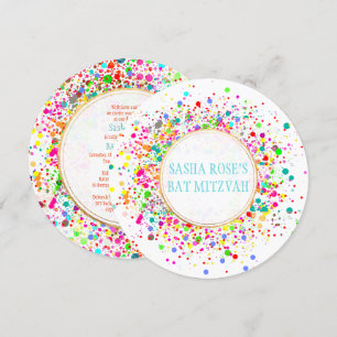 Pix Dezines Dazzled/Neon Speck/Bat Mitzvah Einladung