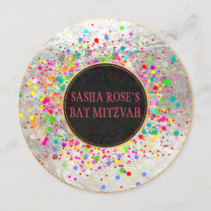 Pix Dezines Dazzled/Neon Speck/Bat Mitzvah Einladung