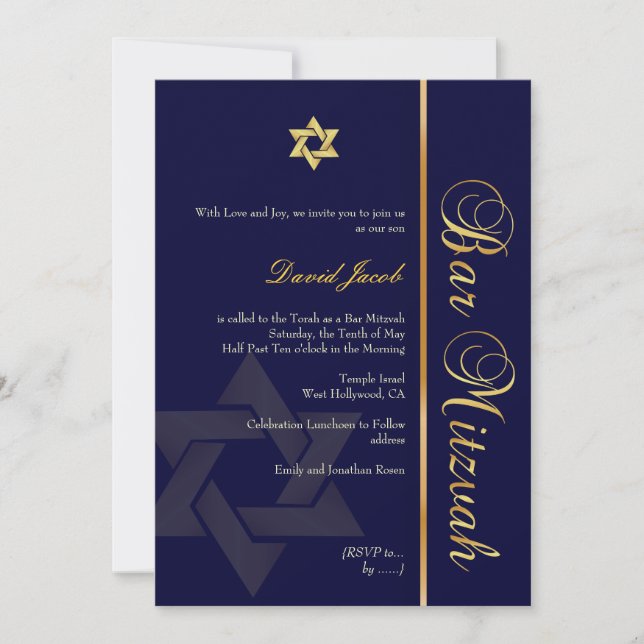 Pix Dezines DIY HINTERGRUND/CLASSIC GOLD/BAR MITZV Einladung (Vorderseite)