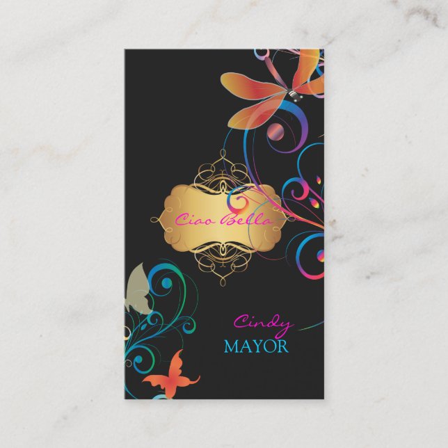 Pix Dezines Dragonflies Butterflies Regenbogen-Wir Visitenkarte (Vorderseite)