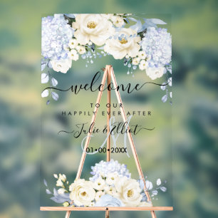 Pix Dezines Elegant Ice Blue Hyde Alabaster Rose Acrylschild