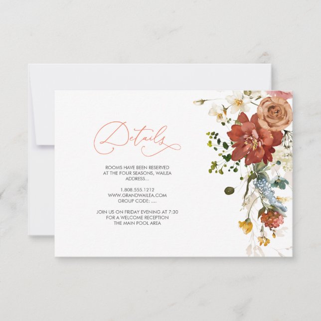 Pix Dezines Elegante Rustikale Blume Herbst Garten Einladung (Vorderseite)