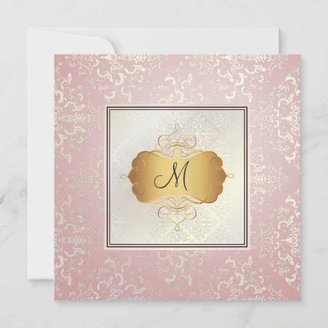 Pix Dezines Étienne Damask Einladung (Vorderseite)