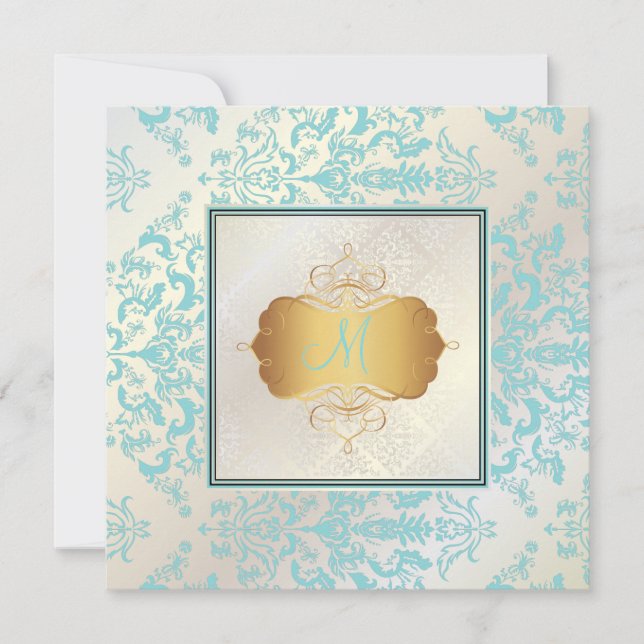 Pix Dezines Étienne Damask Einladung (Vorderseite)