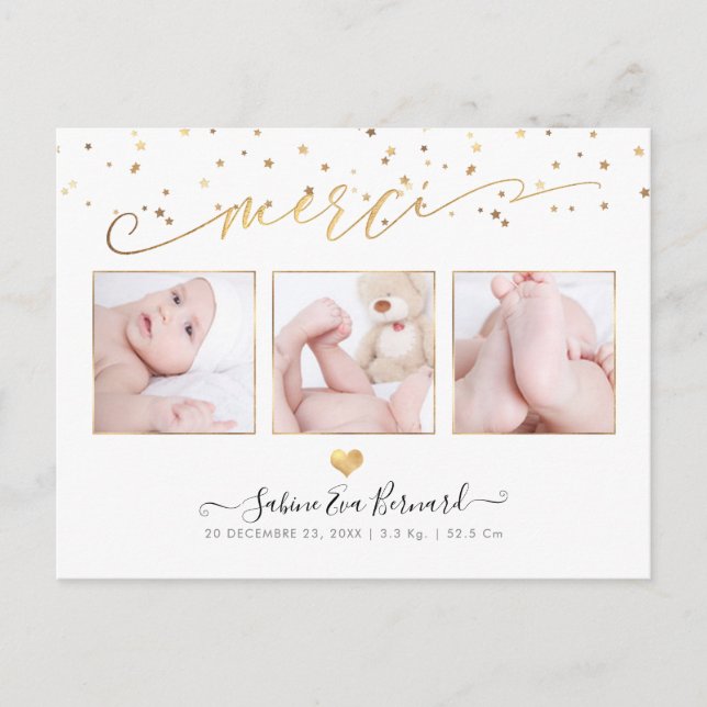 Pix Dezines Étoiles D'or Remerciements Postkarte (Vorderseite)