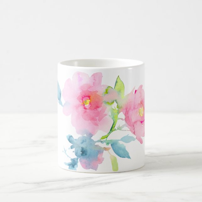 Pix Dezines Garden Rose Wasserfarbene Blume Kaffeetasse (Mittel)
