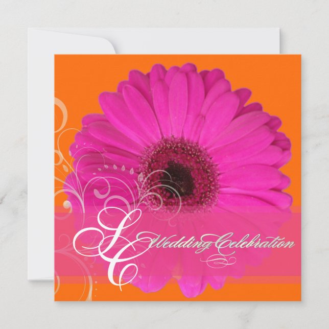 Pix Dezines Gerbera, pink/deines Events! Einladung (Vorderseite)