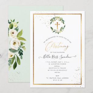 Pix Dezines Greenery Watercolor Weißer Rosenregen  Einladung