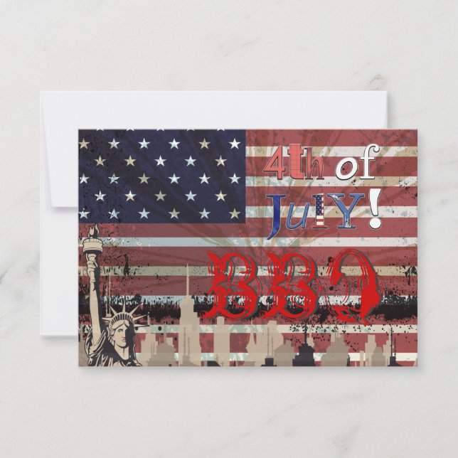 Pix Dezines GRILLEN, 4. Juli lädt Einladung (Vorderseite)