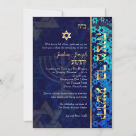 Pix Dezines grunge stars/Bar Mitzvah/dunkelblau/go Einladung