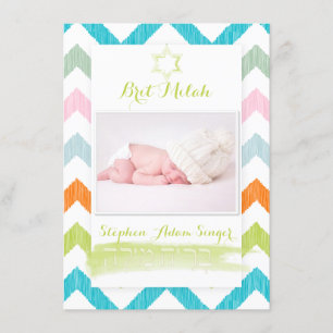 Pix Dezines ikat Zickzack/brit milah/Foto Einladung