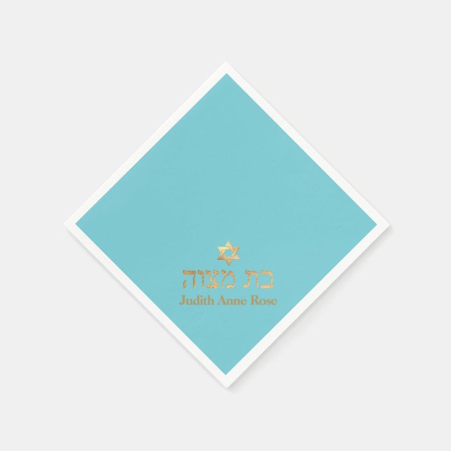 Pix Dezines Imitats Gold, DIY Türkis Bat Mitzvah Serviette (Ecke)
