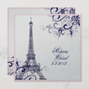 Pix Dezines la Tour eiffel/paris/METALLIC SILVER Einladung