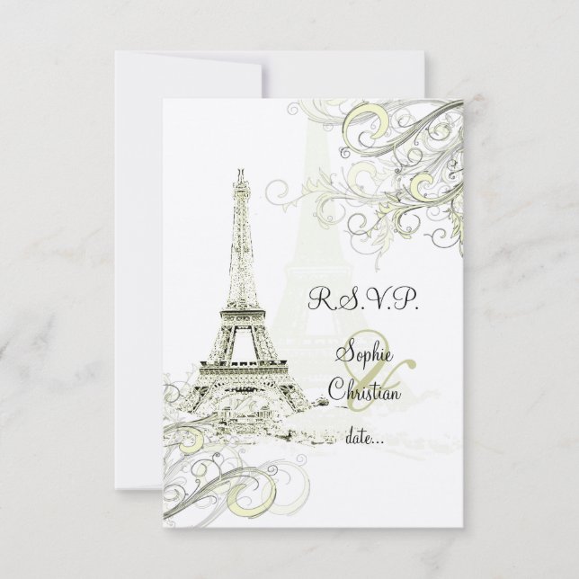 Pix Dezines la Tour Eiffel/paris RSVP Karte (Vorderseite)