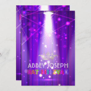 Pix Dezines Laser / Neon Lights Bat Mitzvah Einladung