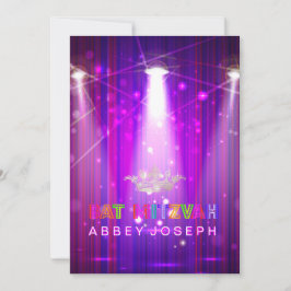 Pix Dezines Laser / Neon Lights Bat Mitzvah Einladung