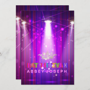 Pix Dezines Laser / Neon Lights Bat Mitzvah Einladung