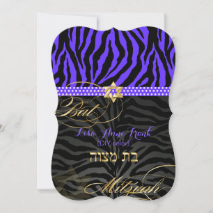 Pix Dezines lila/DIY color/Zebra Bat Mitzvah Einladung