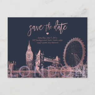 Pix Dezines London/Imitats Rose Gold Ankündigungspostkarte