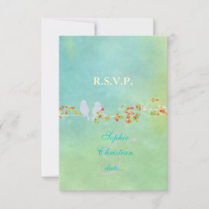 Pix Dezines Love Vögel auf Aquarell, UAWG RSVP Karte