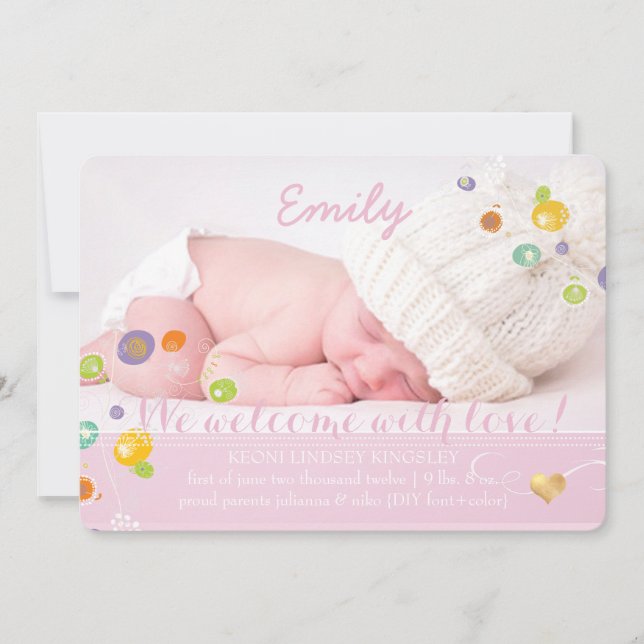 Pix Dezines Löwenleuchter, Geburtsankündigung von  Ankündigung (Vorderseite)