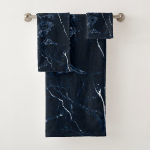 Pix Dezines MIDNIGHT BLAU MARMOR Badhandtuch Set