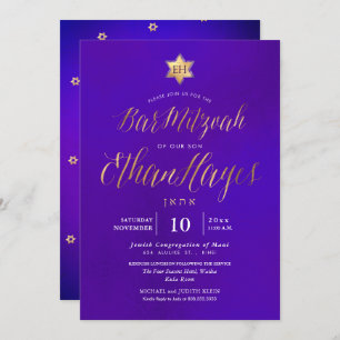 Pix Dezines Minimalistisch Ultra Violet Mitzvah, S Einladung