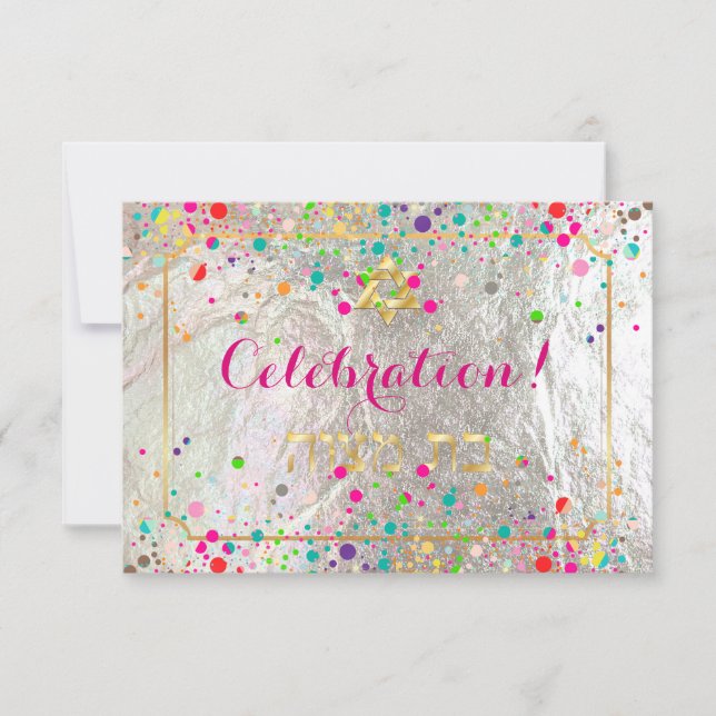 Pix Dezines Mitzvah Celebration Dazzled/Rainbow Einladung (Vorderseite)