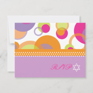 Pix Dezines Mod Blasen UAWG zu Bat Mitvah RSVP Karte