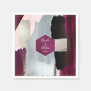 Pix Dezines Moderne Kunst, Blush Burgund Hochzeit Serviette