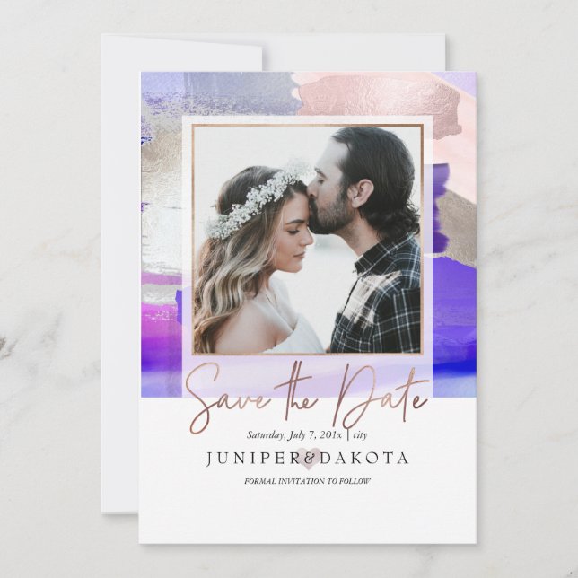 Pix Dezines Moderne Kunst, Lila Blütengrau Einladung (Vorderseite)