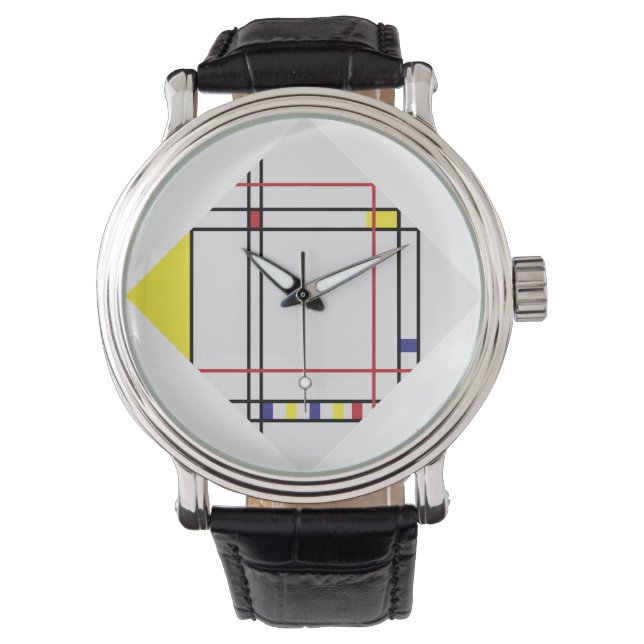 Pix Dezines Mondrian Art Armbanduhr (Vorderseite)