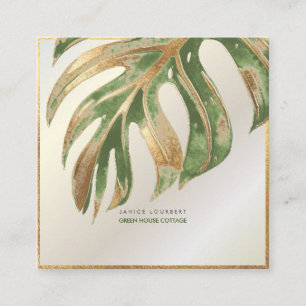 Pix Dezines MONSTERA, DUO TONE IMITATS FOIL Square Quadratische Visitenkarte