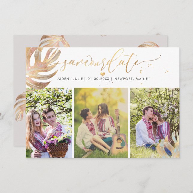 Pix Dezines Monstera Imitats Metallic|Save the Dat Save The Date (Vorne/Hinten)