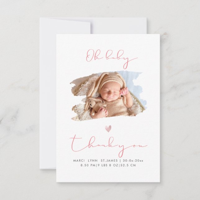 Pix Dezines Oh Baby Dusche Danke + Ankündigung (Vorderseite)