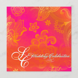 Pix Dezines orange Blumenspitze Einladung