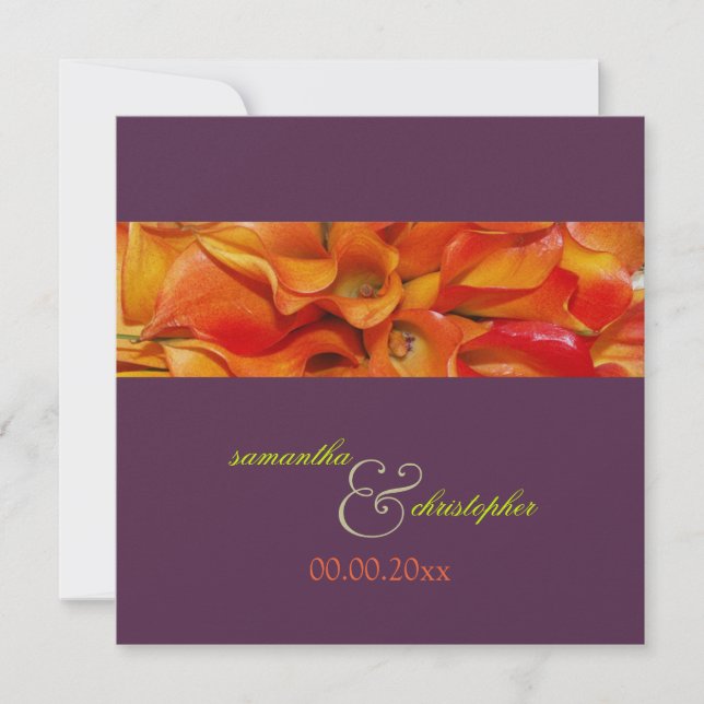 Pix Dezines ORANGE CALLA LILY/LUXE PEARL PAPIER Einladung (Vorderseite)