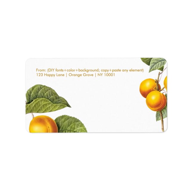Pix Dezines Orchard/Pfirsiche/Redoute Adressaufkleber (Vorne)