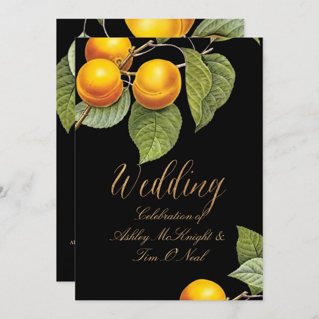 Pix Dezines Orchard/Pfirsiche/Redoute Einladung (Vorne/Hinten)