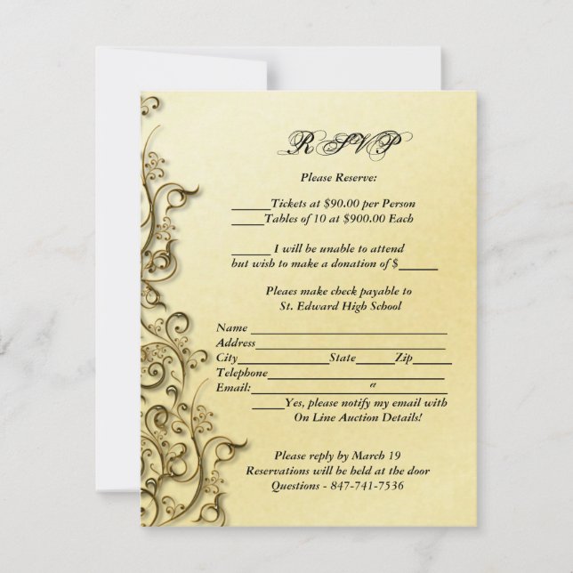 Pix Dezines Ornamental Rustic Gold Wirbel Ankündigung (Vorderseite)