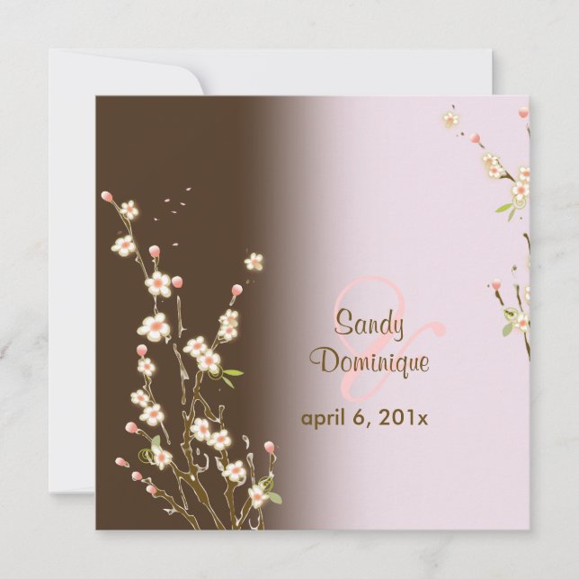Pix Dezines Peach Sakura, Einladungen zur Hochzeit (Vorderseite)