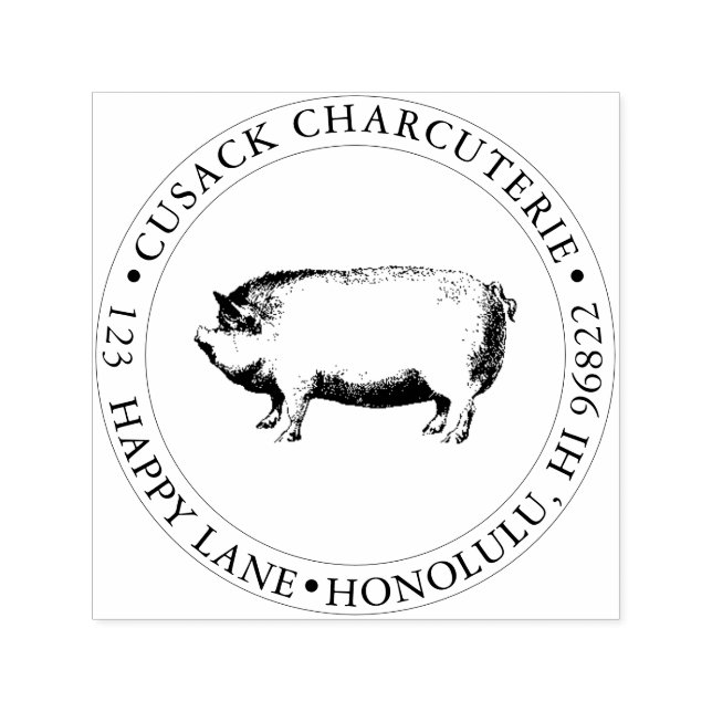 Pix Dezines Pig, Butcher Shop, Charcuterie Permastempel (Design)