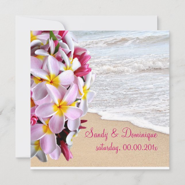 Pix Dezines pink plumeria Lei /Strand Einladung (Vorderseite)