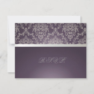Pix Dezines plum+silber uAwg, Dolcè-Damast RSVP Karte