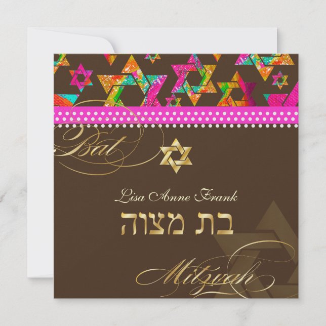 Pix Dezines Psychedelic Stars, Bat Mitzvah Einladung (Vorderseite)