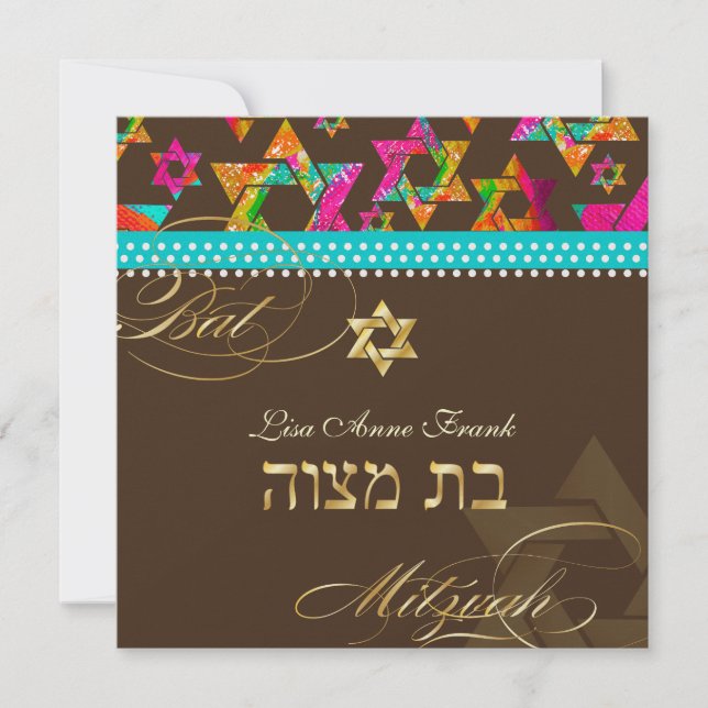 Pix Dezines Psychedelic Stars, Bat Mitzvah Einladung (Vorderseite)