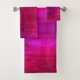 Pix Dezines Red Magenta Violet Ombre Wasserfarbe Badhandtuch Set
